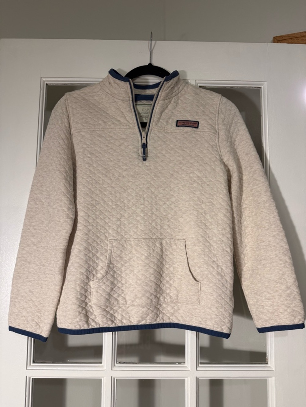 Vineyard Vines Boy’s Cream Quilted Quarter-Zip Pullover